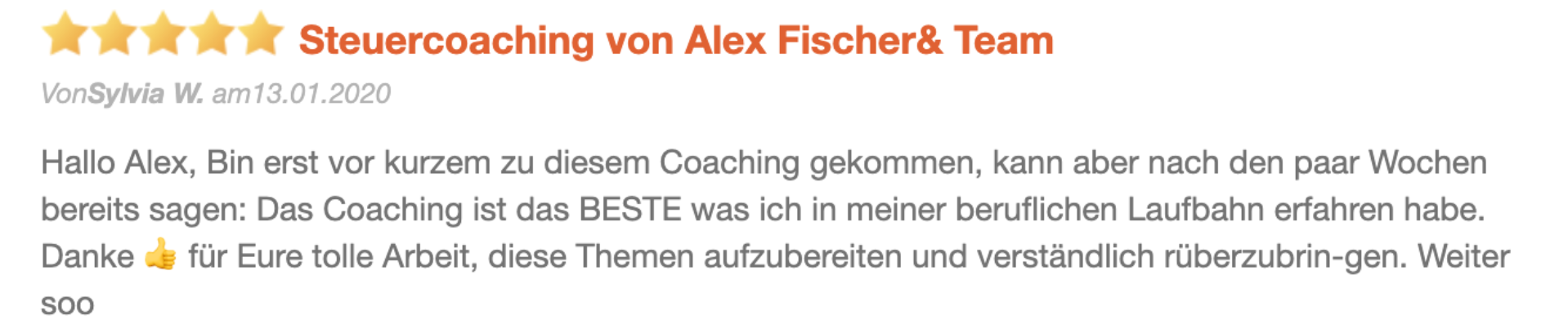 erfahrungen, preis, kosten, alex fischer steuer coaching, bewertungen